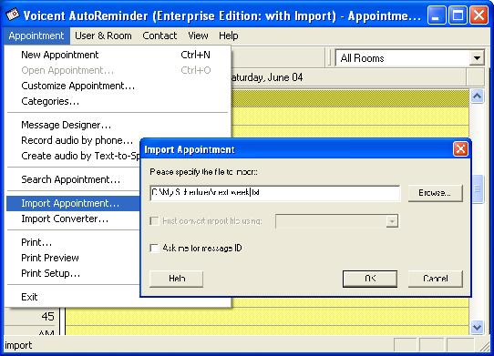 Appointment Import for Reminder Call