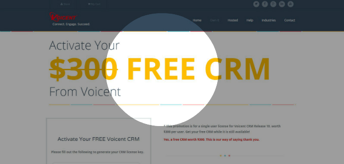 Free CRM worth $300 in Voicent promotional giveaway