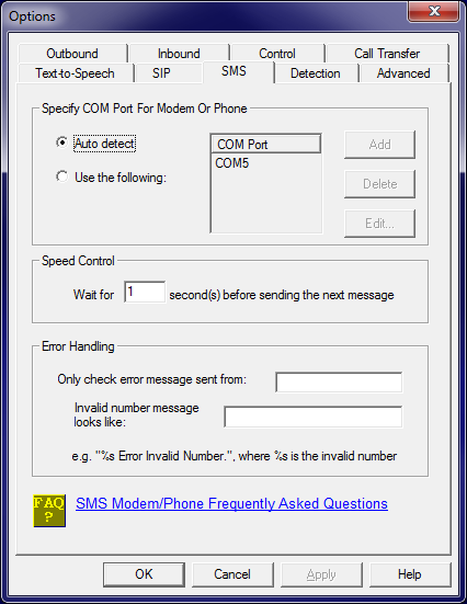Gateway SMS tab